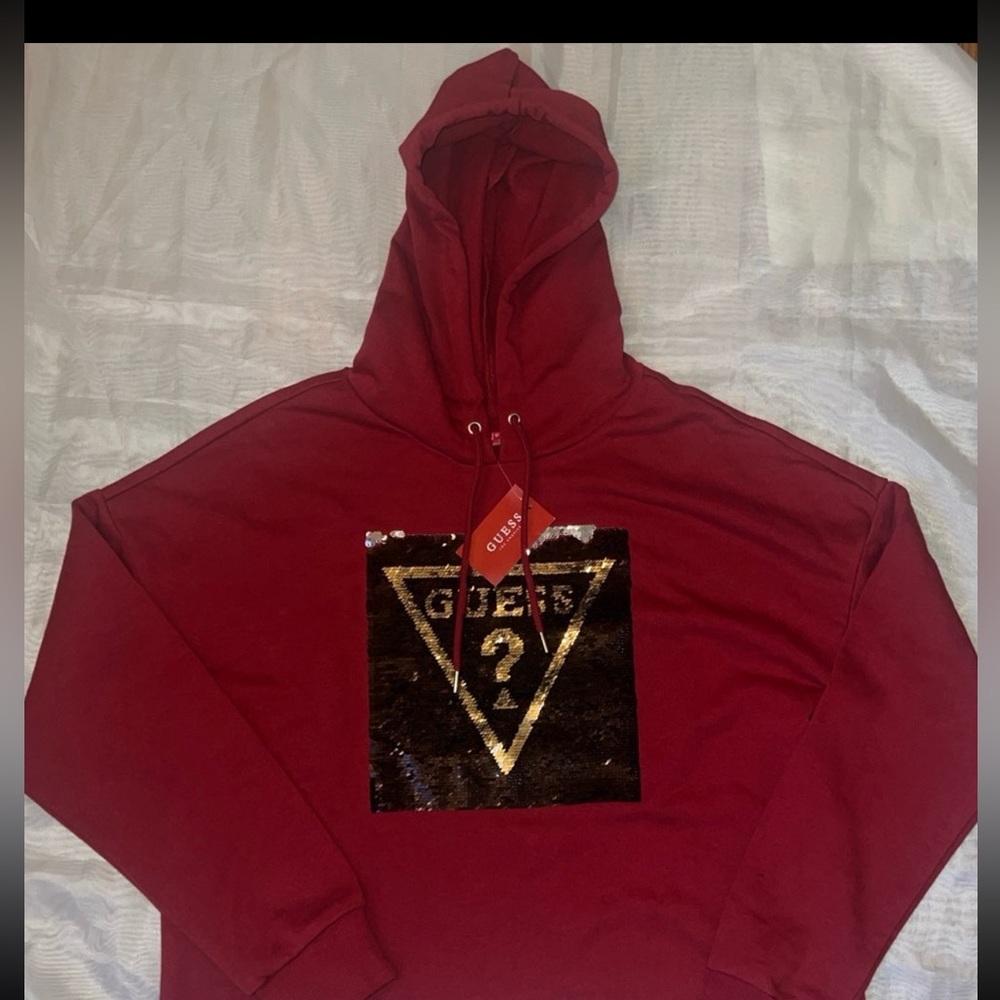 NWT Guess Glenne Flip Sequn Hoodie